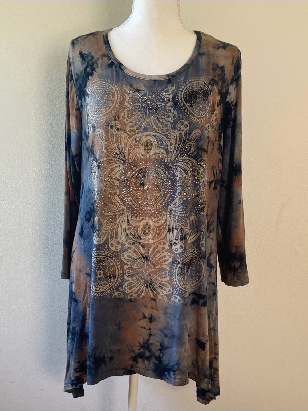Cactus Tunic with Red, Brown and Navy Intricate Designs